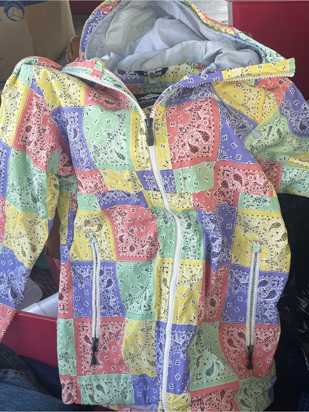 Columbia Multicolor Bandana Patchwork Hooded Utility Jacket